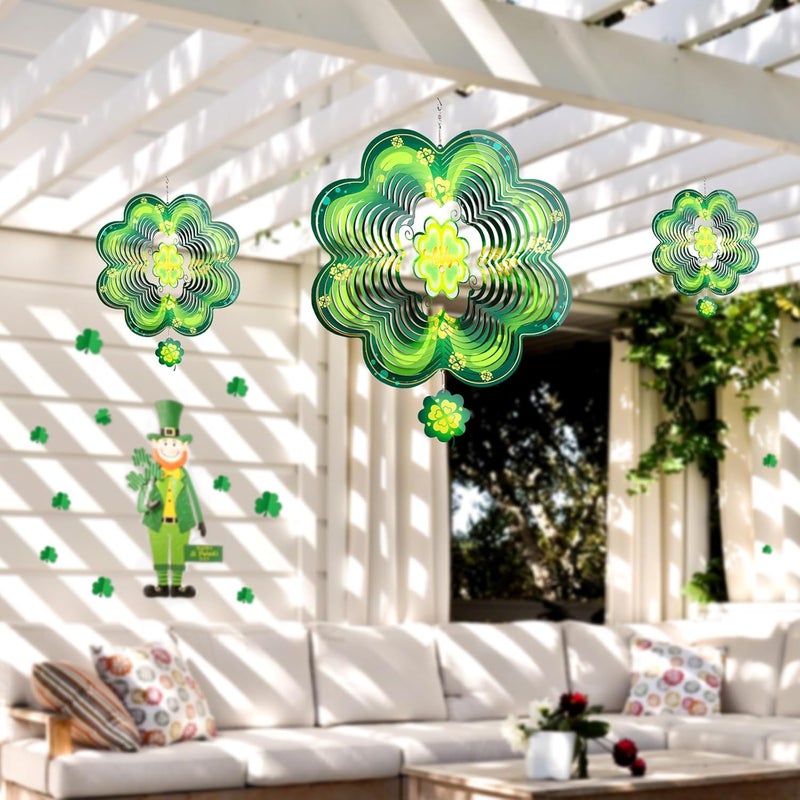 GOTOME Spring Shamrock Metal Wind Spinners St Patricks Day Hanging Gifts for Women Mom Grandma,12inch Wind Spinner for Home Party Ornament Outdoor & Indoor Garden Decorations - Image 4